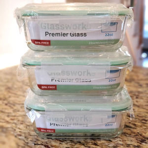 Set of 3 Meal Prep 22oz Glass Containers
